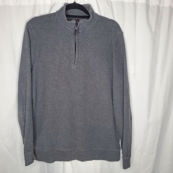 3 for $15 Tasso Elba Quarter Zip Gray Knit Pullover Top Size Large 100% Cotton - Picture 1 of 7